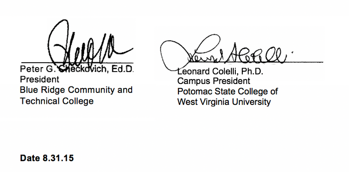 Signatures of Peter G. Checkovich and Leonard Colelli 